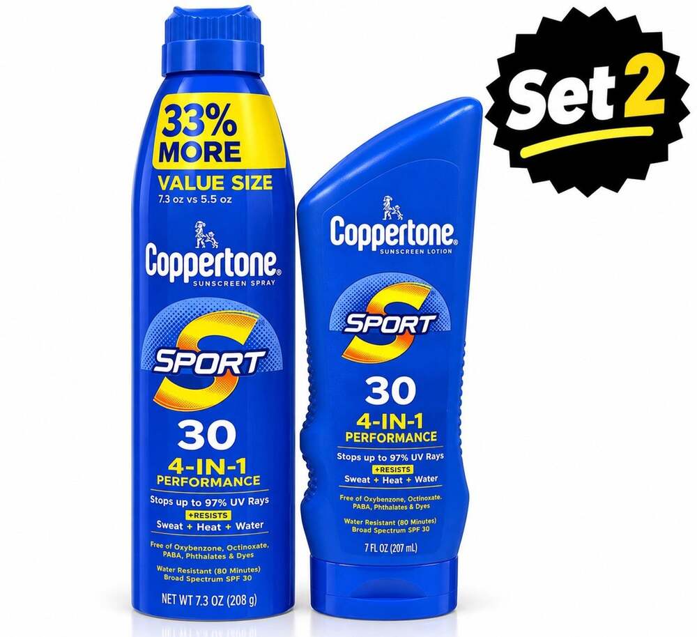Coppertone Sport Sunscreen SPF 30 Lotion & SPF 30 Spray - Set 2